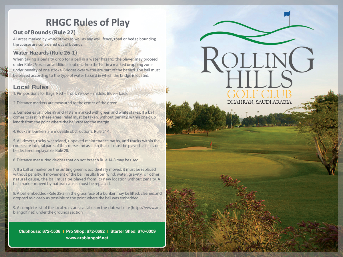 RHGC Score Card - Front